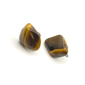 Natural Tiger Eye Gemstone Screw Back Earrings